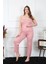 Kadın Büyük Beden Pudra Ip Askılı Pijama Takım 3