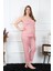 Kadın Büyük Beden Pudra Ip Askılı Pijama Takım 4