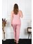 Kadın Büyük Beden Pudra Ip Askılı Pijama Takım 5
