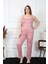 Kadın Büyük Beden Somon Ip Askılı Pijama Takım 1