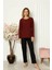 Kadın Penye Uzun Kol Pijama Takım Bordo 1