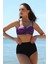 Kadın Yüksel Bel Straplez Mor Bikini 5
