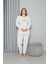 Welsoft Polar Kadın Büyük Beden Pijama Takımı Ekru 2