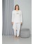 Welsoft Polar Kadın Büyük Beden Pijama Takımı Ekru 3