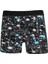 Erkek Penye Likralı Desenli Boxer Siyah 1