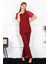 Kadın Kolu Dantelli Penye Pijama Takım Bordo 1