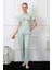 Kadın Kısa Kol Pijama Takım Su Yeşili 1