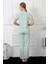 Kadın Kısa Kol Pijama Takım Su Yeşili 4