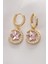 Pirinç Gold Renk Pembe Zirkon Taşlı Yıldız Detay Ay Küpe 1