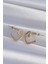 Pirinç Gold Renk Zirkon Taşlı Kıvrımlı Yarım Kalp Küpe 2