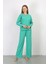 Kadın Bürümcük Kumaş Pijama Takım Yeşil 1