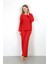 Kadın Bürümcük Kumaş Pijama Takım Kırmızı 2