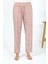 Kadın Penye Çiçek Desenli Tek Alt Pijama Pudra 3