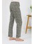 Kadın Penye Desenli Tek Alt Pijama Haki 4