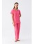 Kadın Kısa Kol Pamuk Penye Pijama Takım Fuşya 1