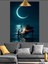 Hilal Ay Deniz Manzarası ve Piyano Dekoratif Kanvas - Mdf Ahşap Tablo 4