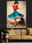 Retro Dans Eden Kadın ve Pikap Dekoratif Kanvas - Mdf Ahşap Tablo 3