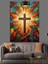 Hristiyanlık Haç Işık Dekoratif Kanvas - Mdf Ahşap Tablo 4