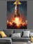 Fırlatılan Roket Duman Ateş Dekoratif Kanvas - Mdf Ahşap Tablo 1
