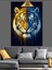 Kaplan Yüzü Mavi Sarı Dekoratif Kanvas - Mdf Ahşap Tablo 1