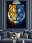 Kaplan Yüzü Mavi Sarı Dekoratif Kanvas - Mdf Ahşap Tablo 2