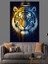 Kaplan Yüzü Mavi Sarı Dekoratif Kanvas - Mdf Ahşap Tablo 3
