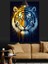 Kaplan Yüzü Mavi Sarı Dekoratif Kanvas - Mdf Ahşap Tablo 5