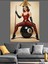Bilardocu Kadın Pin-Up Biker Kırmızı Dekoratif Kanvas - Mdf Ahşap Tablo 4