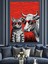 Kızgın Boğa ve Kedi Kırmızı Sanat Dekoratif Kanvas - Mdf Ahşap Tablo 2