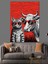 Kızgın Boğa ve Kedi Kırmızı Sanat Dekoratif Kanvas - Mdf Ahşap Tablo 5