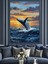 Denizden Çıkan Balina Gün Batımı Dekoratif Kanvas - Mdf Ahşap Tablo 4