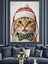 Noel Şapkalı Komik Kedi Dekoratif Kanvas - Mdf Ahşap Tablo 5
