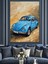 Vintage Mavi Spor Araba Dekoratif Kanvas - Mdf Ahşap Tablo 1
