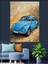 Vintage Mavi Spor Araba Dekoratif Kanvas - Mdf Ahşap Tablo 2