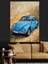 Vintage Mavi Spor Araba Dekoratif Kanvas - Mdf Ahşap Tablo 3