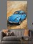 Vintage Mavi Spor Araba Dekoratif Kanvas - Mdf Ahşap Tablo 4