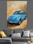 Vintage Mavi Spor Araba Dekoratif Kanvas - Mdf Ahşap Tablo 5