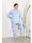 Kadın Büyük Beden Uzun Kol Penye Pijama Takımı Mavi 1