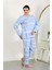 Kadın Büyük Beden Uzun Kol Penye Pijama Takımı Mavi 5