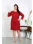 Kadın Büyük Beden Penye Gecelik Ev Elbisesi Kırmızı 1