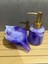El Yapımı Mor-Lila Epoksi Sabunluk Seti – Sıvı Sabunluk ve Sabun Tabağı 1