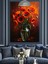 Kırmızı Çiçekler Siyah Arka Plan Dekoratif Kanvas - Mdf Ahşap Tablo 2