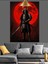 Kırmızı Ay ve Ninja Suikastçı Siyah Dekoratif Kanvas - Mdf Ahşap Tablo 1