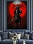 Kırmızı Ay ve Ninja Suikastçı Siyah Dekoratif Kanvas - Mdf Ahşap Tablo 2