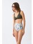 Kadın Haki Pedli Üst ve Yüksek Bel Çiçek Desenli Bikini Takımı 4