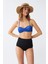 Kadın Straplez Mavi Yüksek Bel Bikini Takımı 3