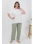 Kadın Büyük Beden Kısa Kol Penye Pijama Takımı Beyaz 1