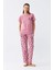 Kadın Somon Kalp Desenli Kısa Kollu Penye Pijama Takımı 4