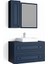 Perge 100 cm Lavabo Dolabı Mat Safir Blue LED Ayna ve Ayna Yan Dolap Seti 1