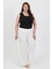 Kadın Büyük Beden Bürümcük Pantolon Beyaz 2